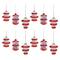 Red Finial with Tinsel Filling Glass Ornaments Set
